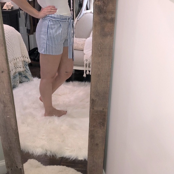 Love Tree Pants - Lovetree size large blue striped paper bag shorts